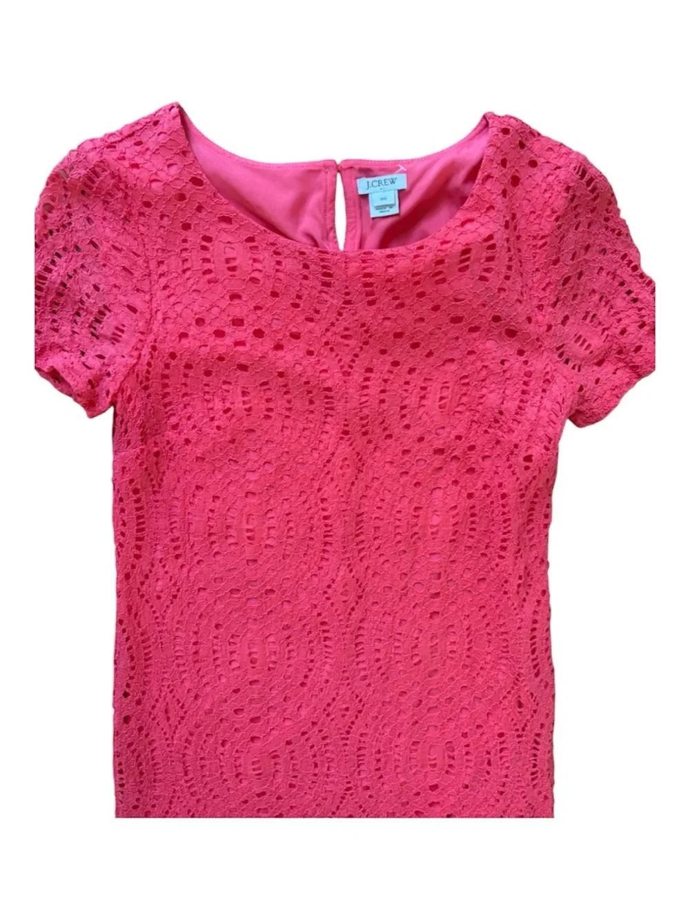 J. Crew Short Sleeve Eyelet Lace Dress 00 Coral Coastal Preppy NWOT